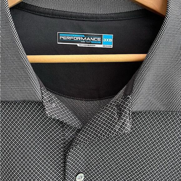 Roundtree & Yorke Performance Polo Shirt 3XB Gray Geometric Print - Picture 2 of 8